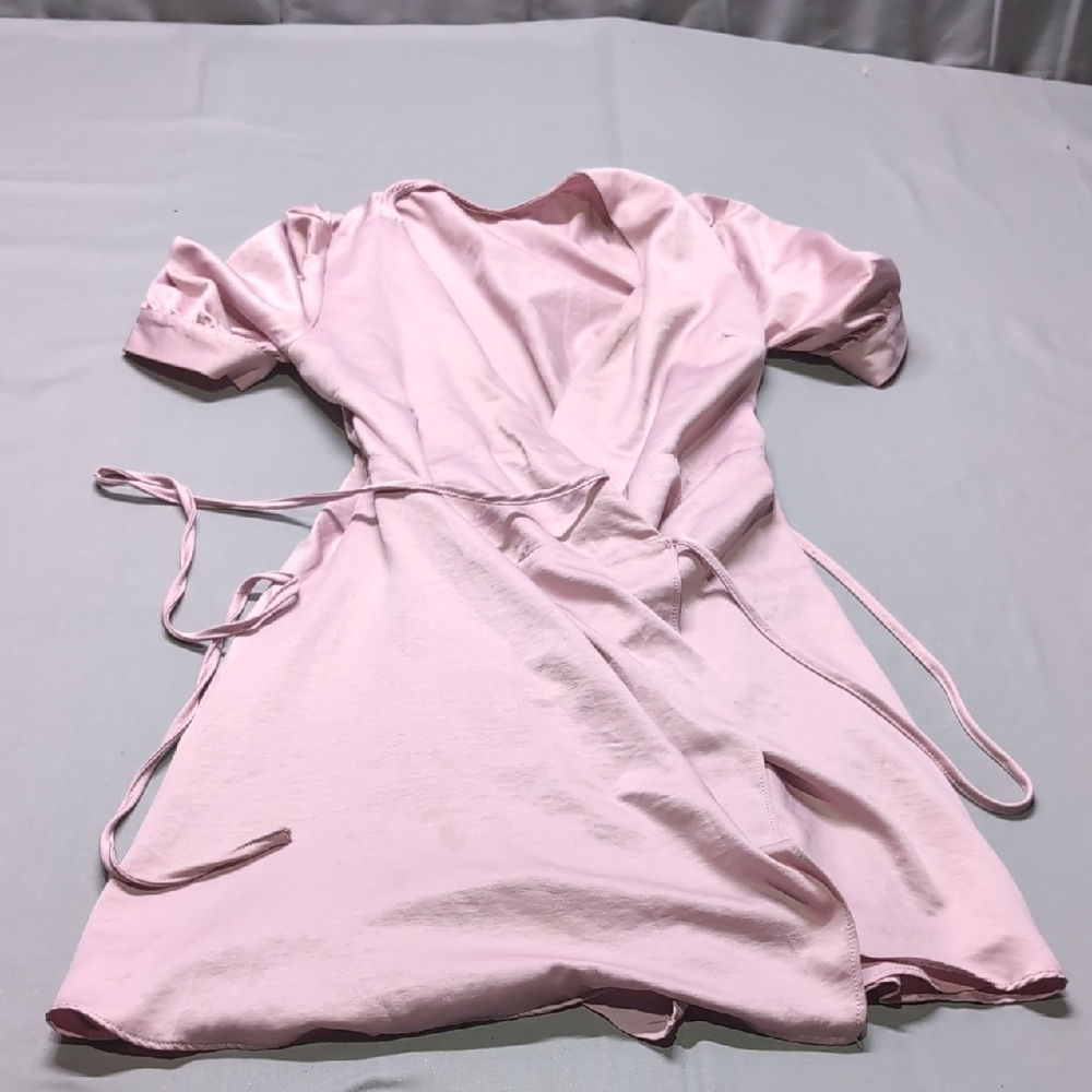 Chic Light Pink Wrap Dress